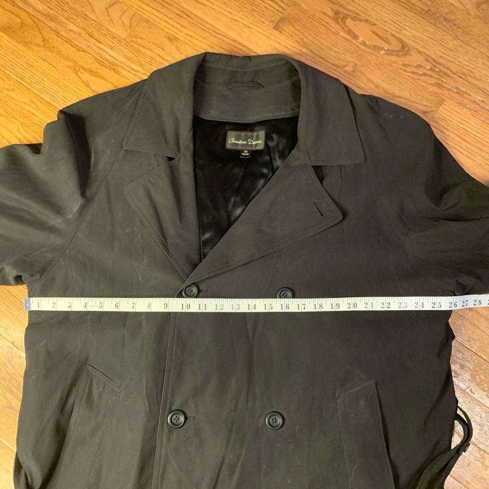 Christian Dumas Vintage Black Double-Breasted Trench Coat | Size 44 Reg - Picture 7 of 9